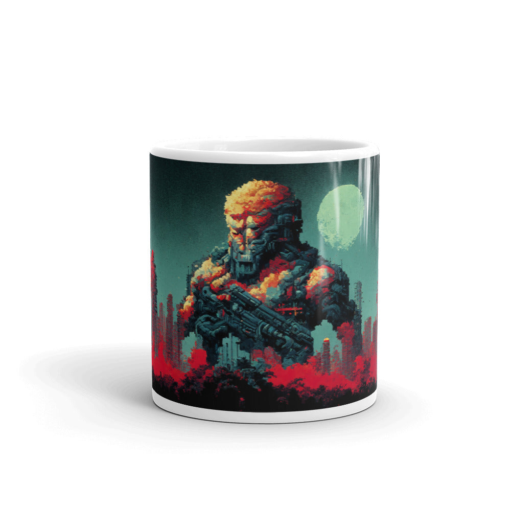 Pixeled Destroyer, White glossy mug