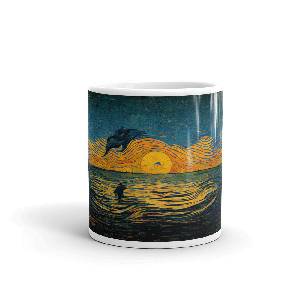 Van Gogh Sunset, White glossy mug