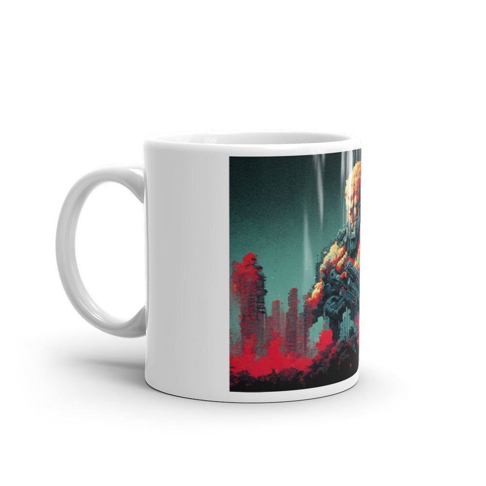 Pixeled Destroyer, White glossy mug