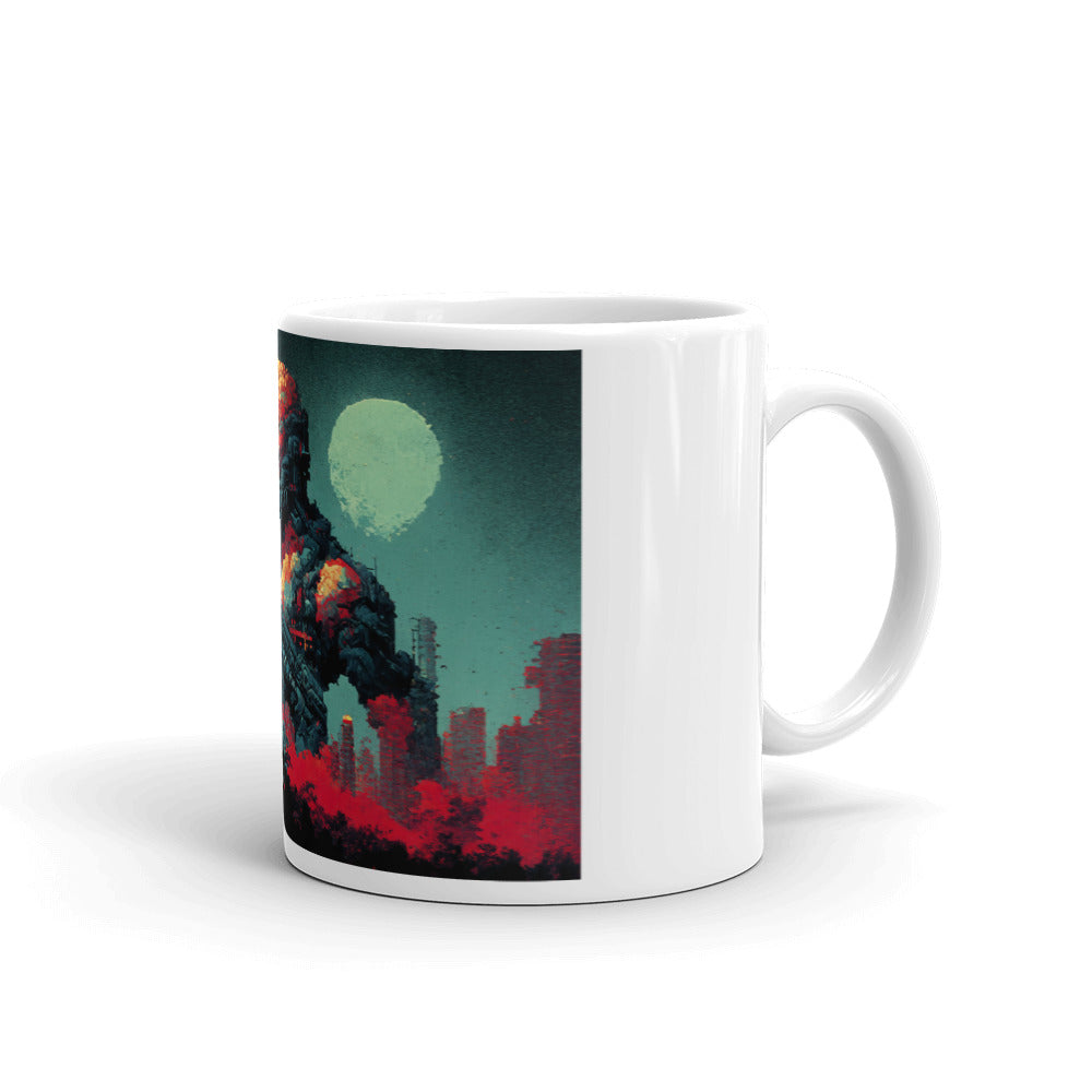 Pixeled Destroyer, White glossy mug