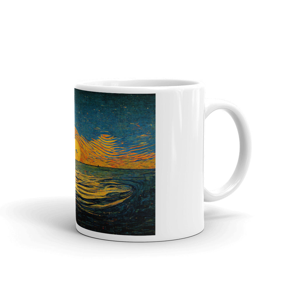 Van Gogh Sunset, White glossy mug