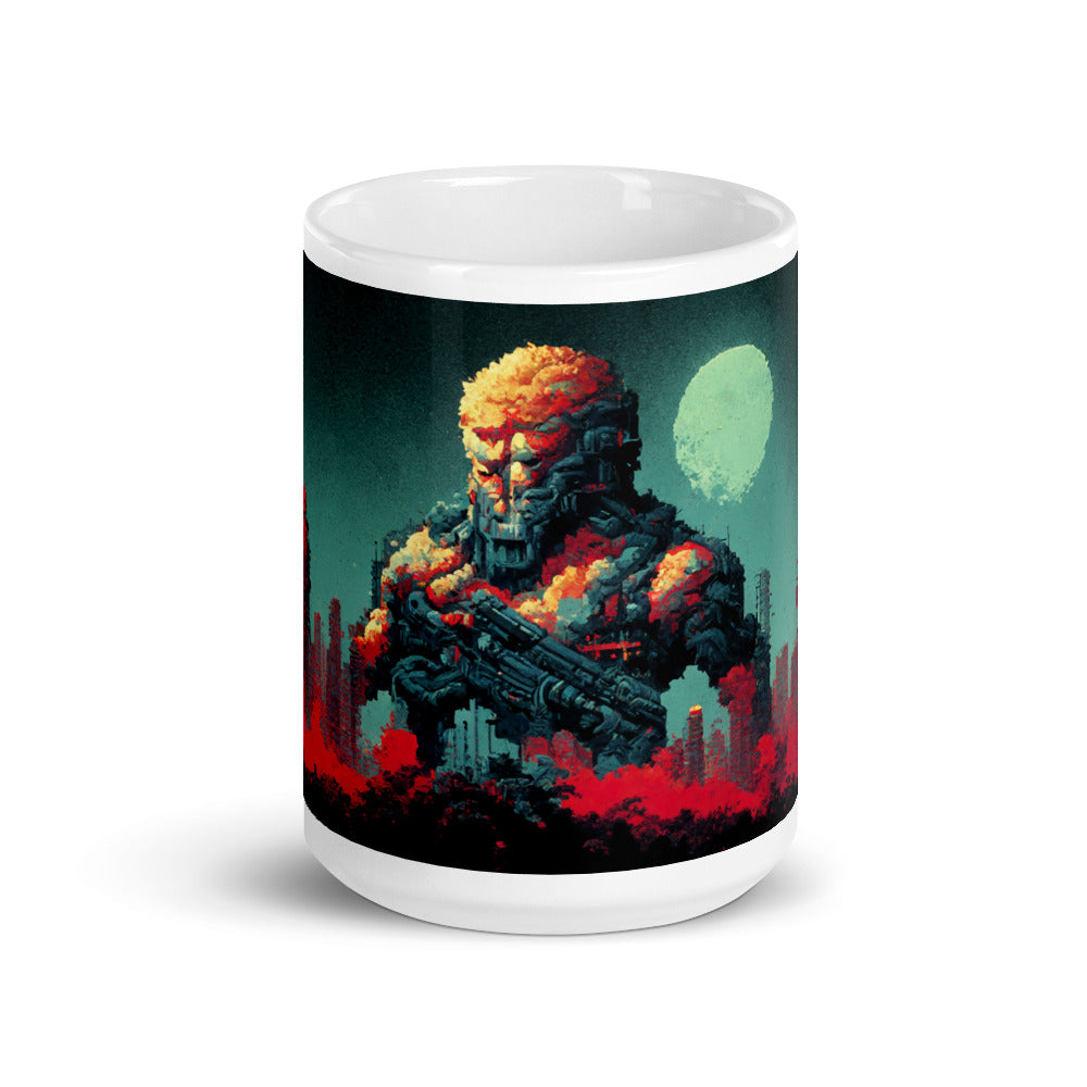 Pixeled Destroyer, White glossy mug