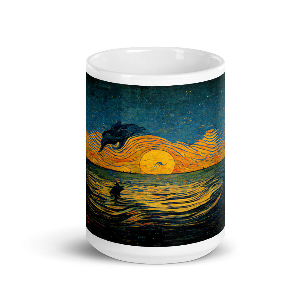 Van Gogh Sunset, White glossy mug