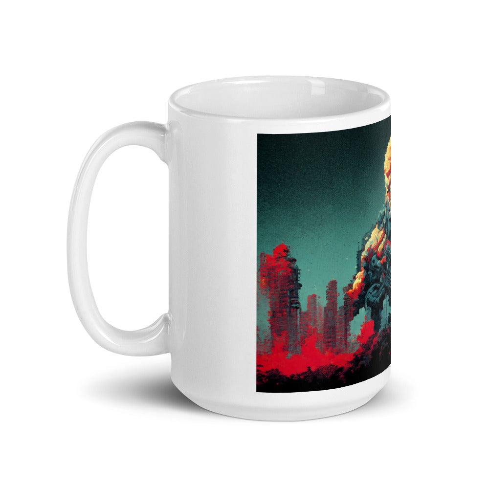 Pixeled Destroyer, White glossy mug