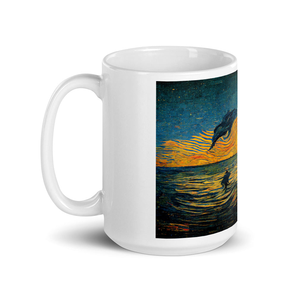 Van Gogh Sunset, White glossy mug