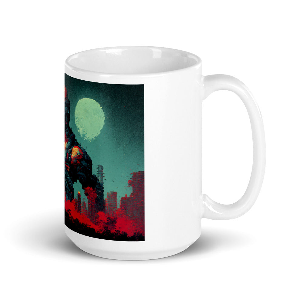 Pixeled Destroyer, White glossy mug