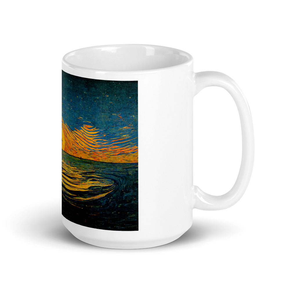 Van Gogh Sunset, White glossy mug